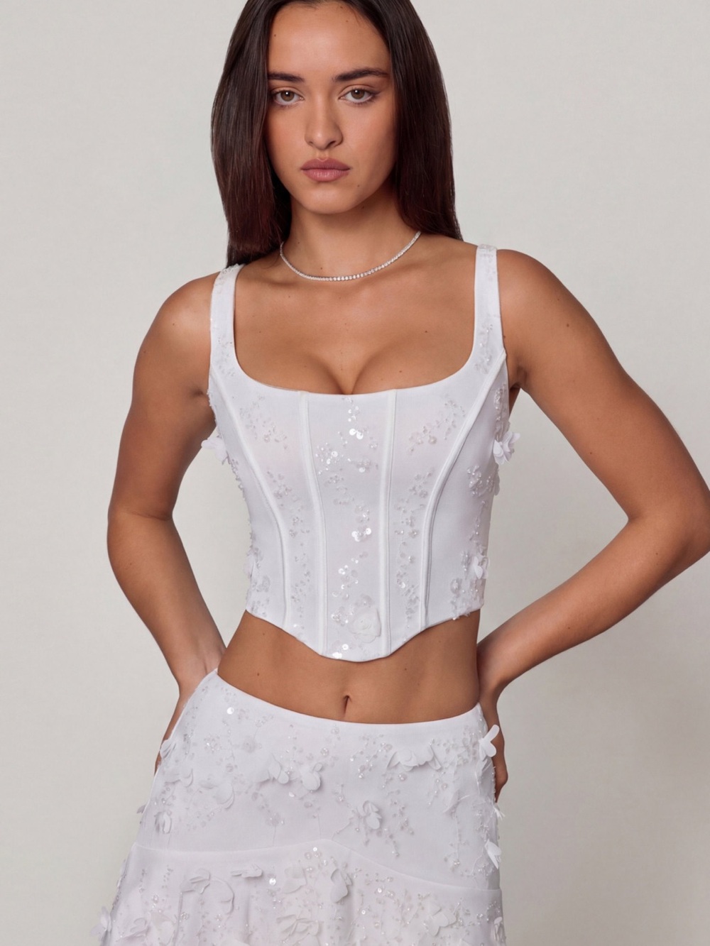 Oh Polly Letitia Embellished Lace-up Corset Top - Picture 4 of 8